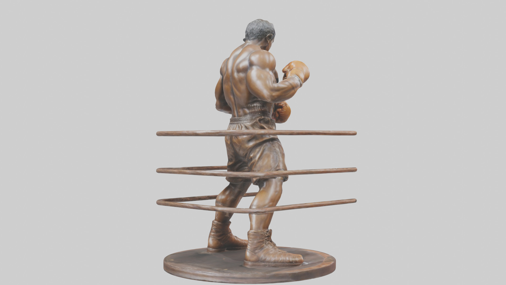 Boxer in MidRing Pose statue model 3D model_2