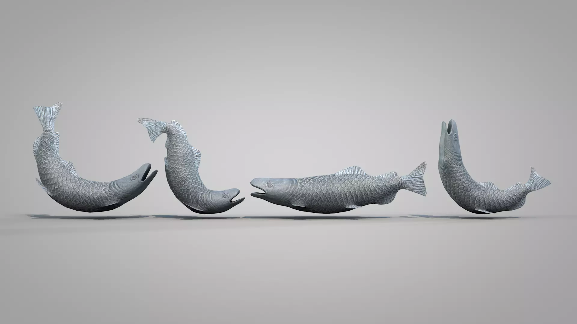 Bronze Fish Statues 3D model_0