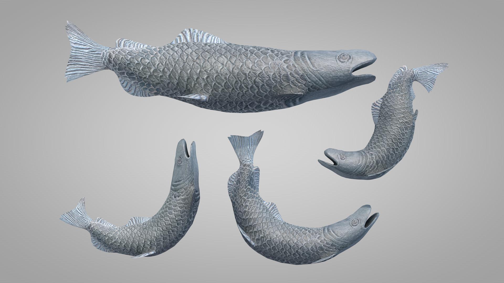 Bronze Fish Statues 3D model_9