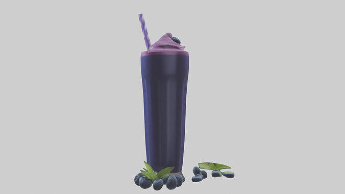 Blueberry smoothie model 3D model 2