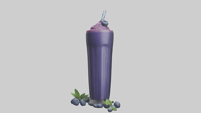 Blueberry smoothie model 3D model 3