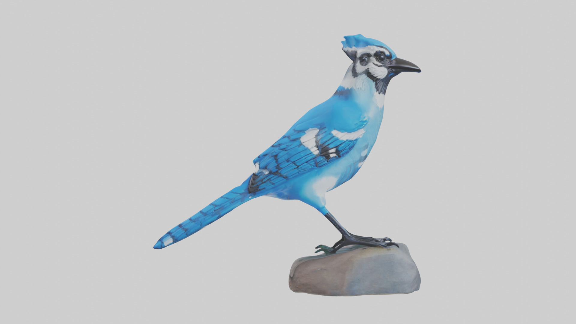 Blue Jay statue model Low-poly 3D model_13