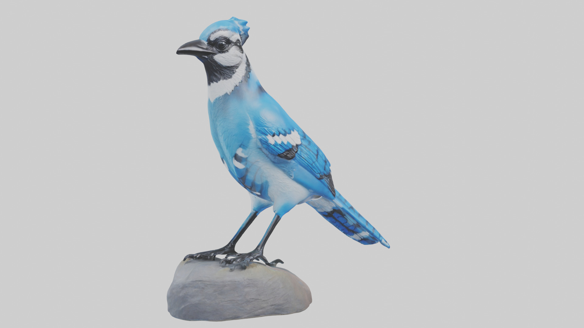 Blue Jay statue model Low-poly 3D model_3