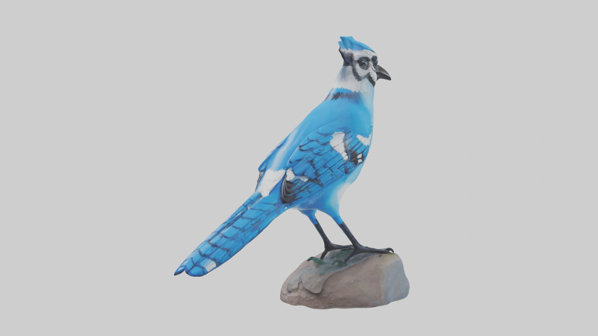 Blue Jay statue model Low-poly 3D model_9