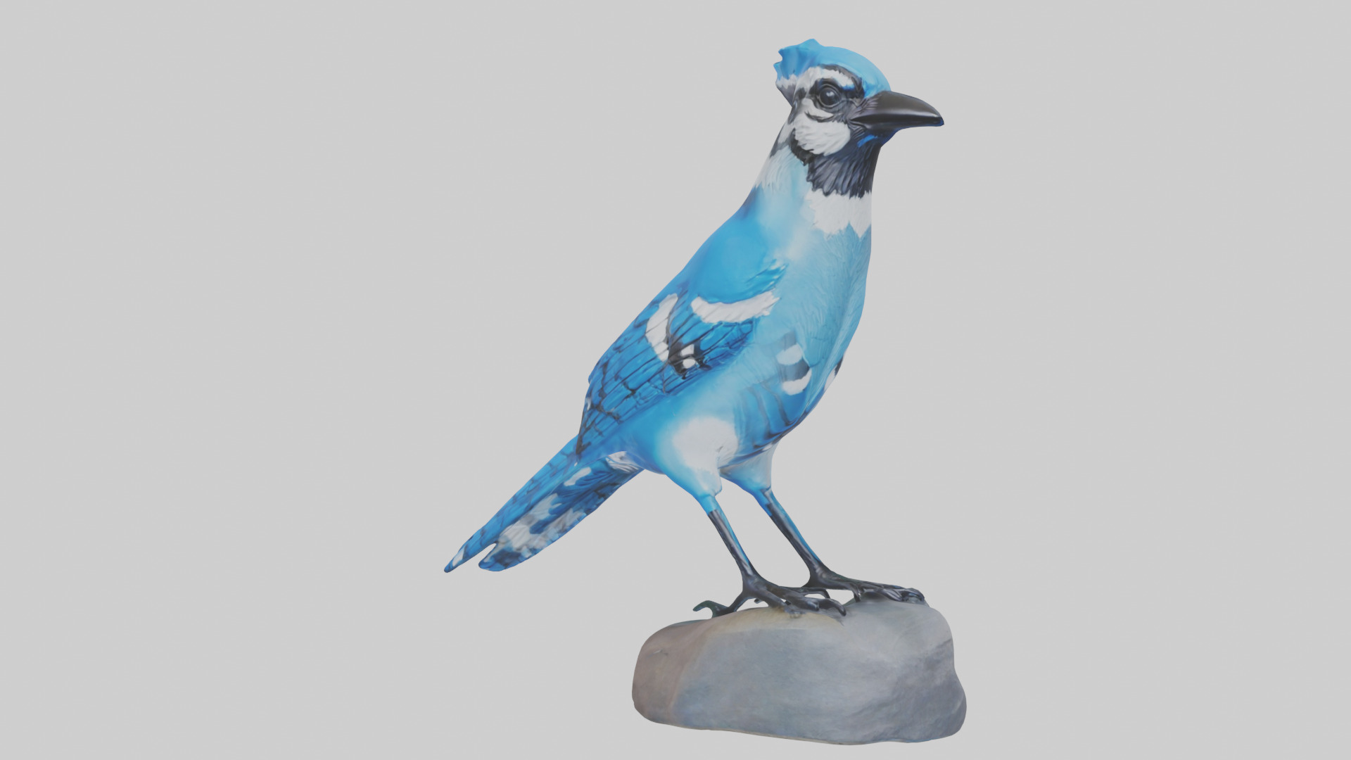Blue Jay statue model Low-poly 3D model_2