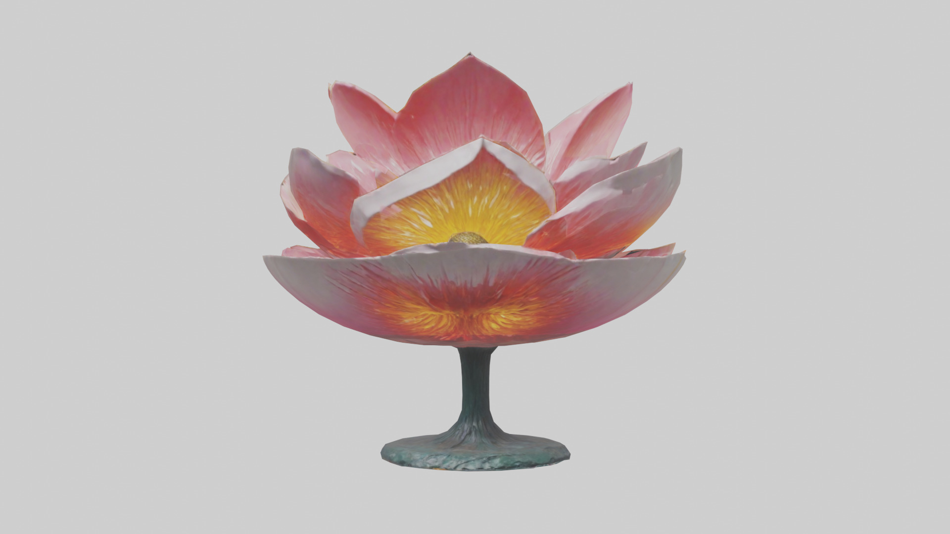 Blooming Flower Sculpture statue model Low-poly 3D model_9