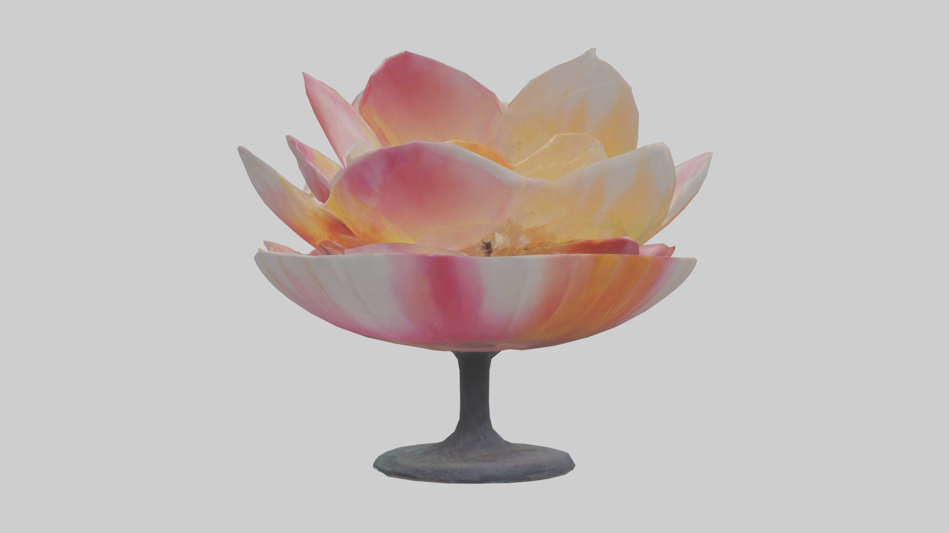 Blooming Flower Sculpture statue model Low-poly 3D model_1