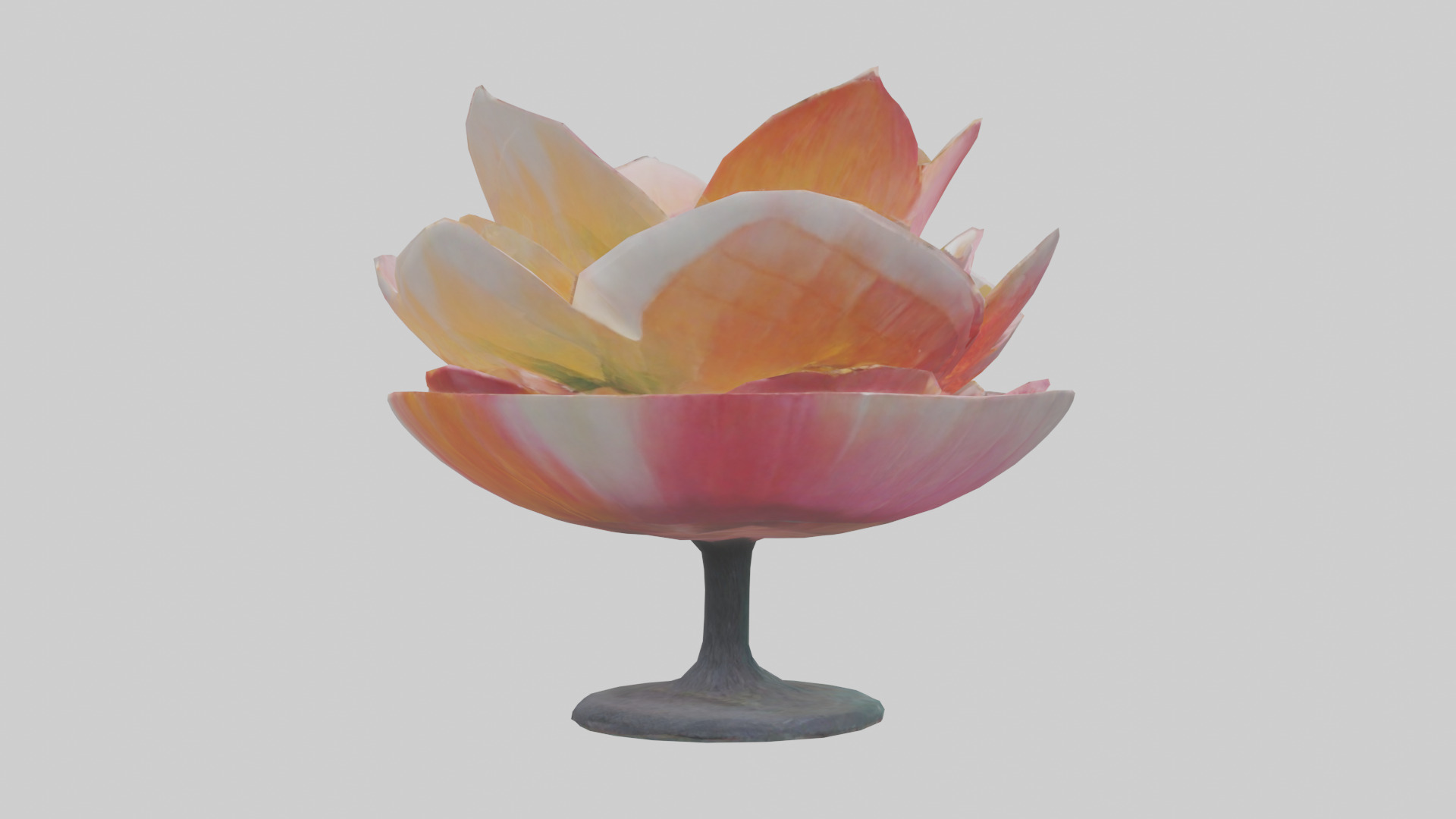 Blooming Flower Sculpture statue model Low-poly 3D model_2