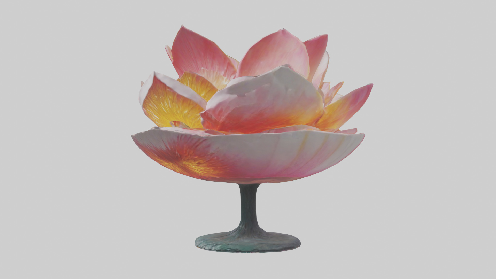 Blooming Flower Sculpture statue model Low-poly 3D model_10
