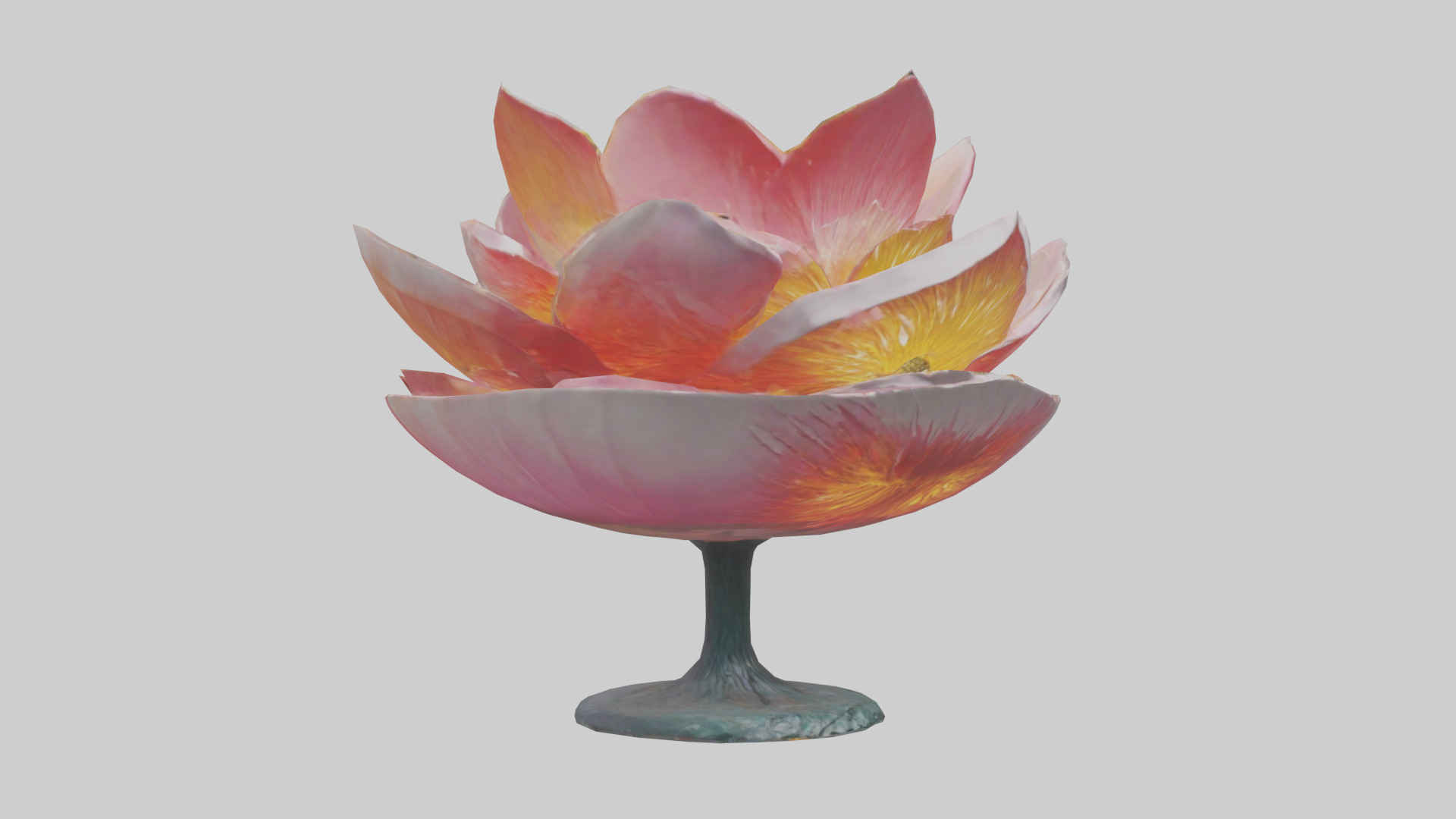 Blooming Flower Sculpture statue model Low-poly 3D model_7