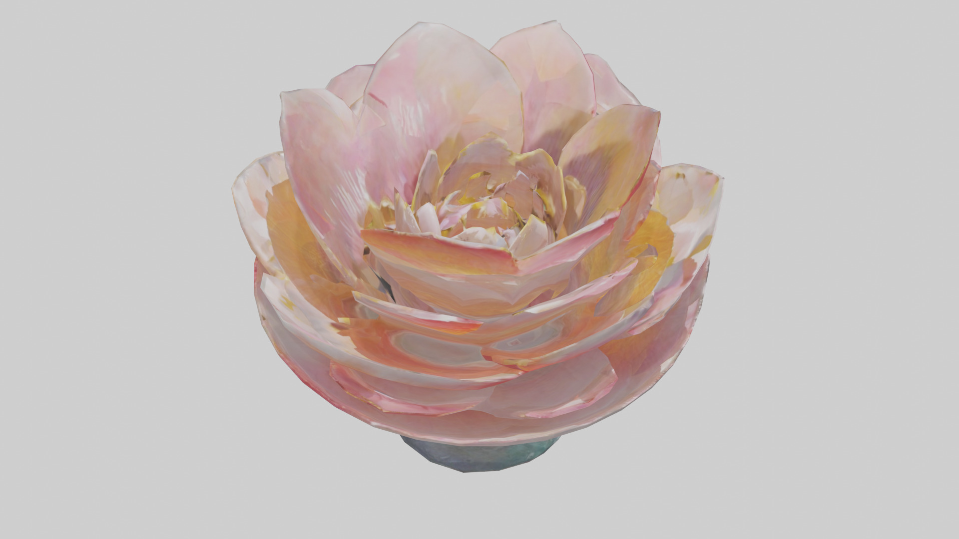 Blooming Flower Sculpture statue model Low-poly 3D model_18