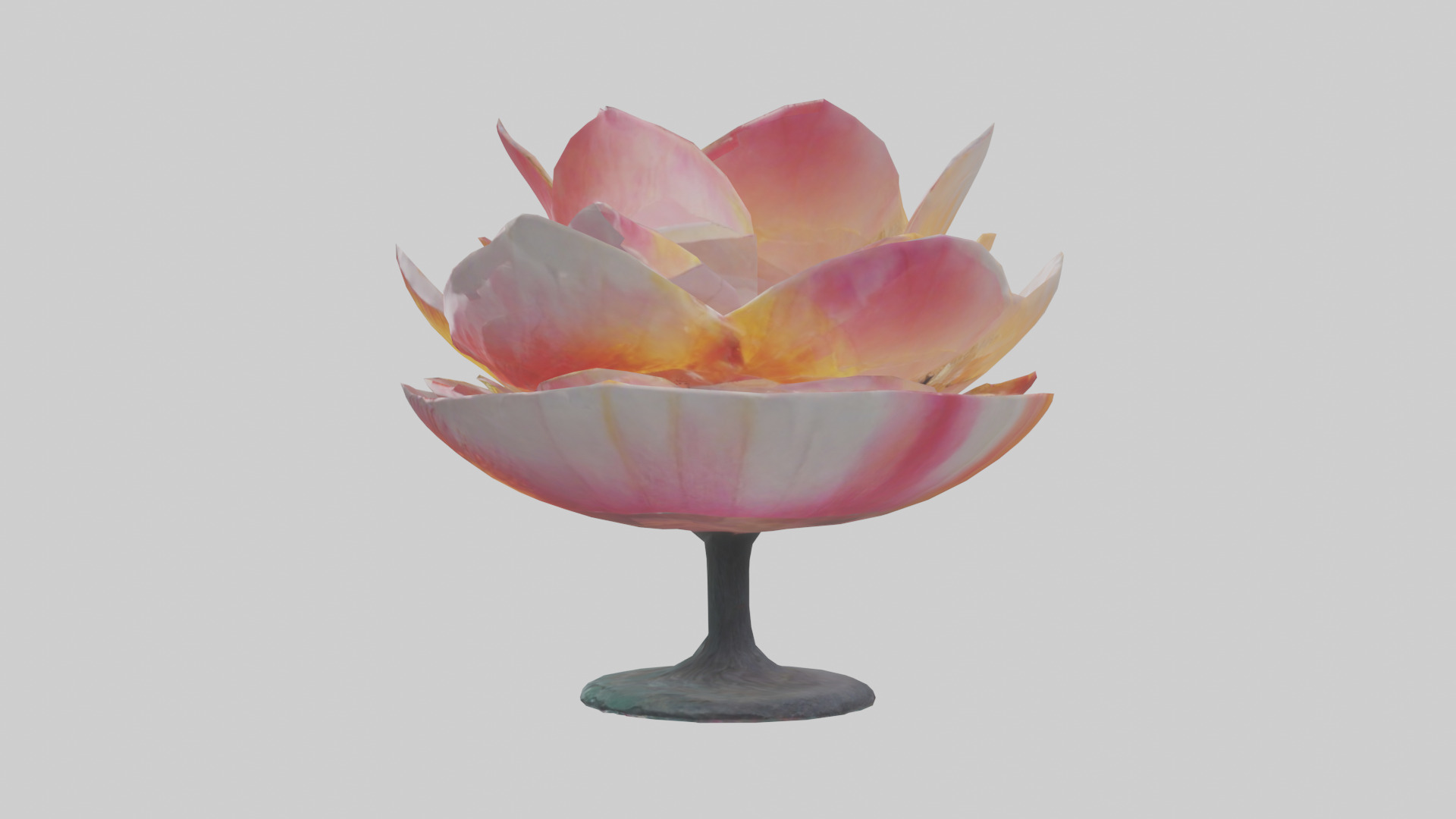 Blooming Flower Sculpture statue model Low-poly 3D model_12