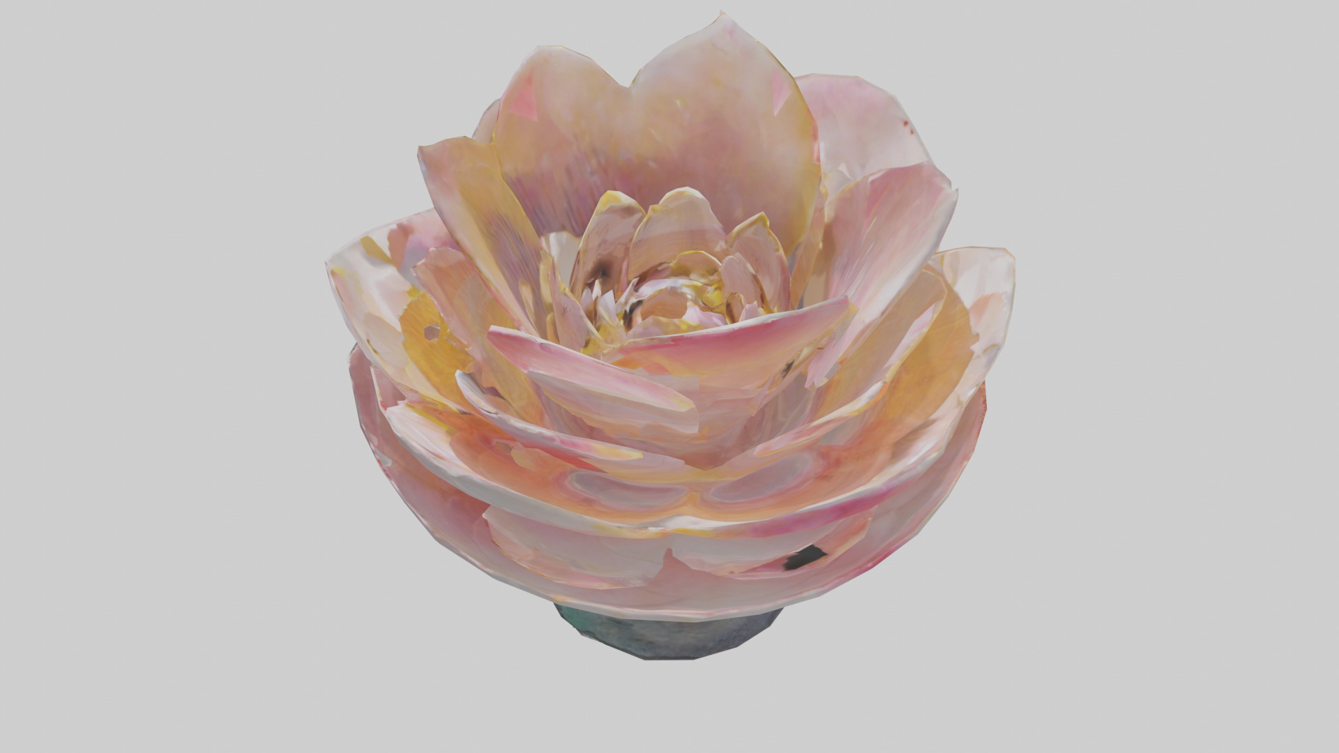 Blooming Flower Sculpture statue model Low-poly 3D model_17