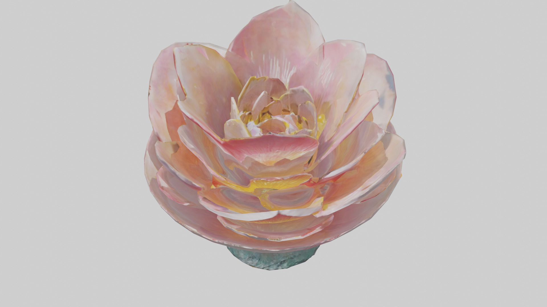 Blooming Flower Sculpture statue model Low-poly 3D model_16