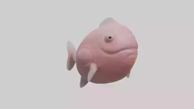 Blobfish resting on seafloor model 3D model