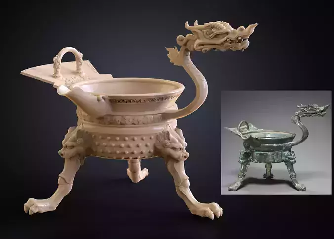 Chinese Northern and Southern Dynasties style JiaoDou  sculpture 3D print model