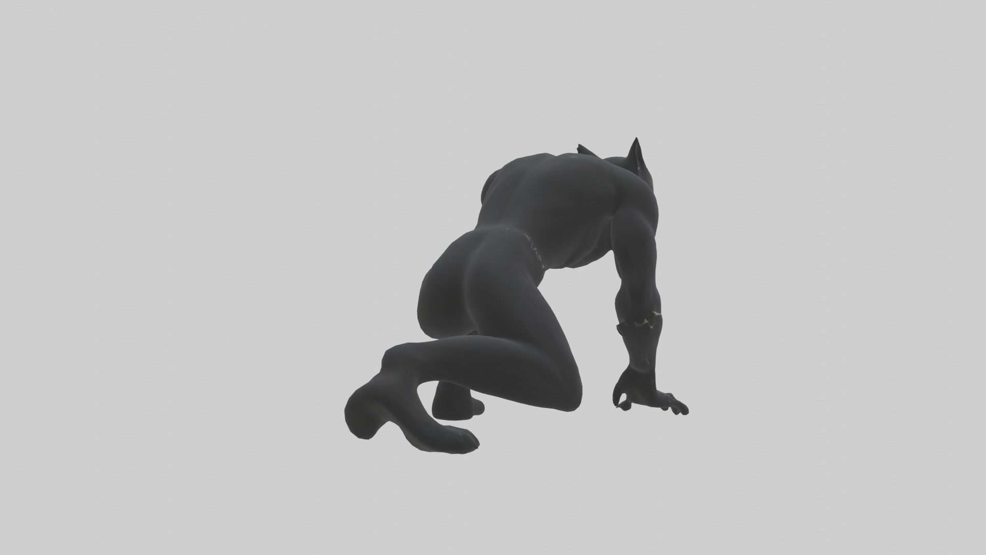 Black Panther crouching model 3D model_2