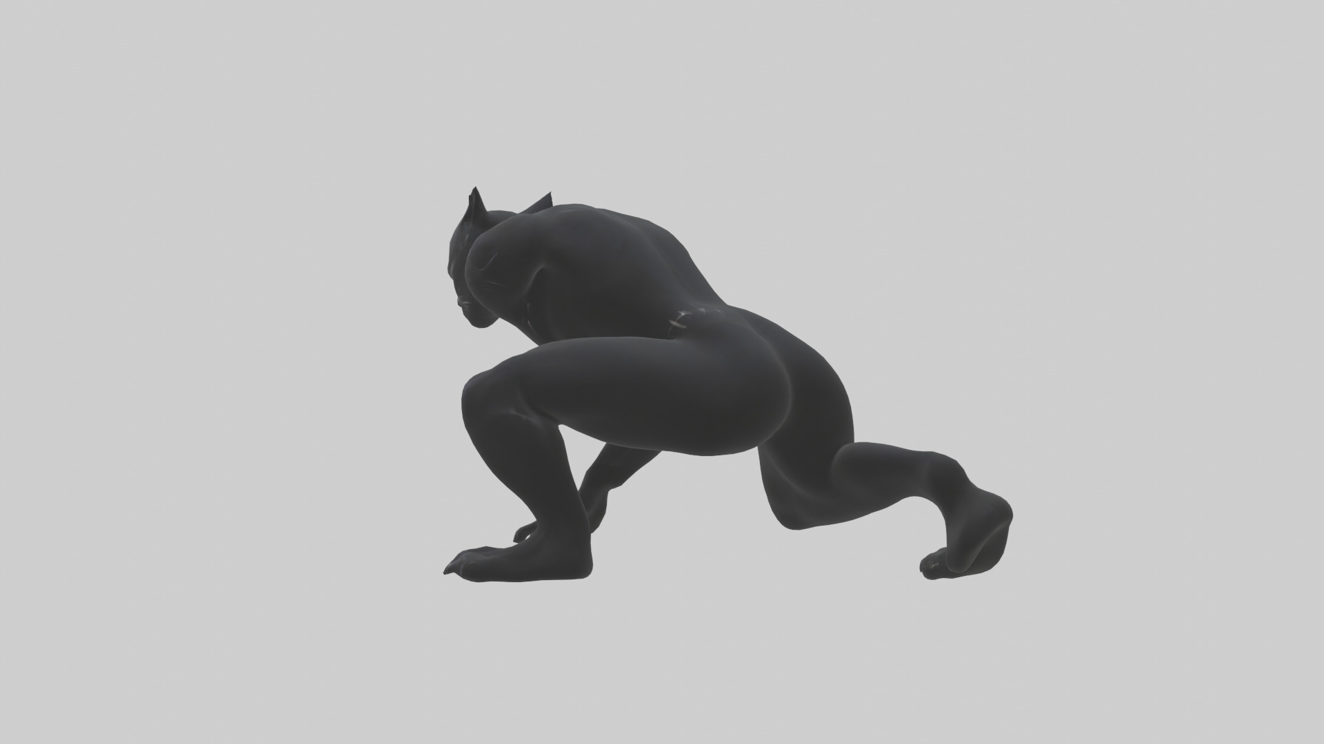 Black Panther crouching model 3D model_1