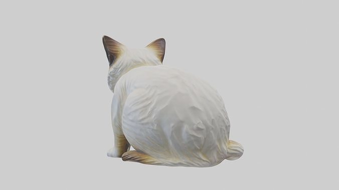 Birman Cat statue model Low-poly 3D model