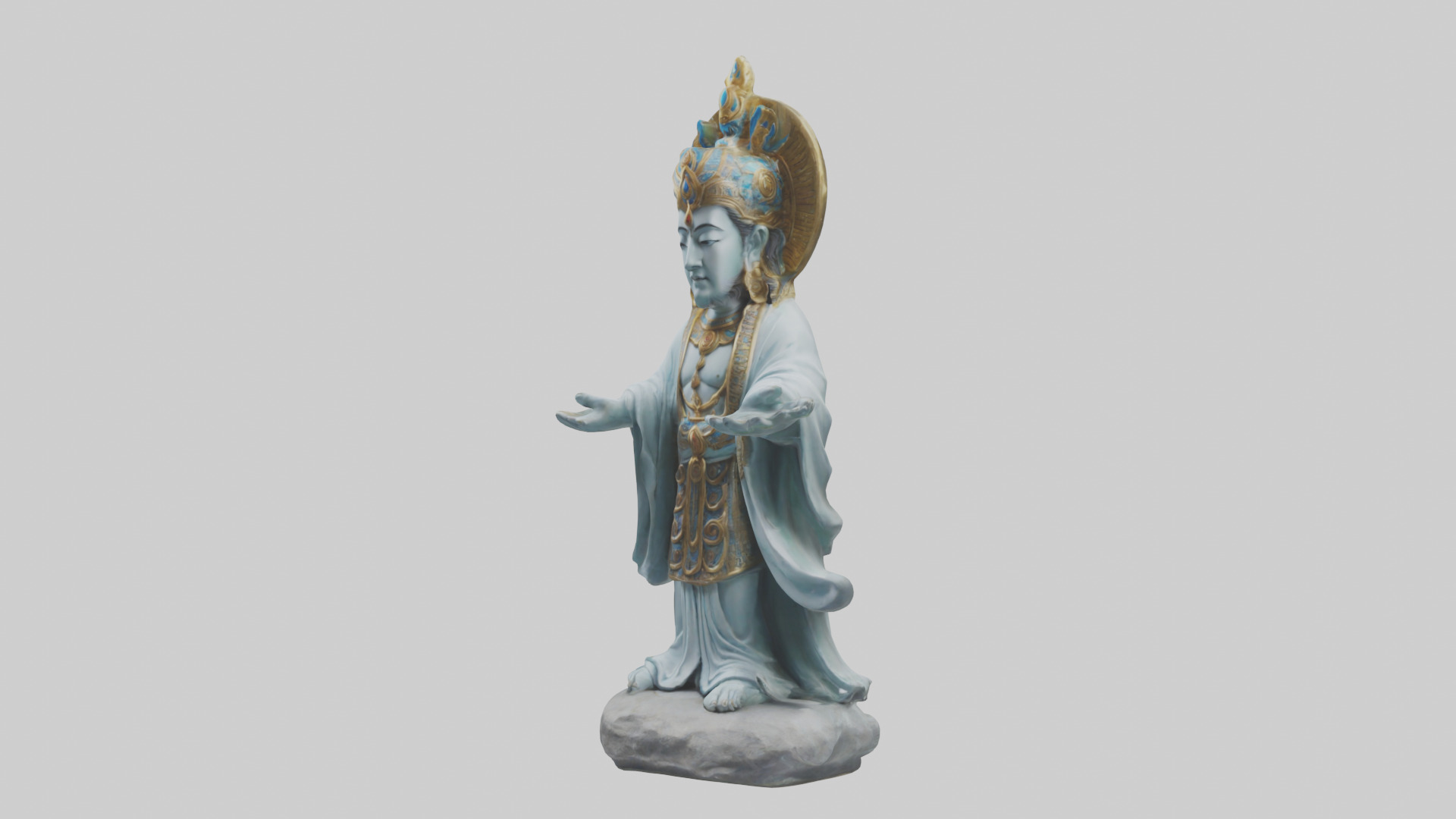 Benevolent deity statue model Low-poly 3D model_9