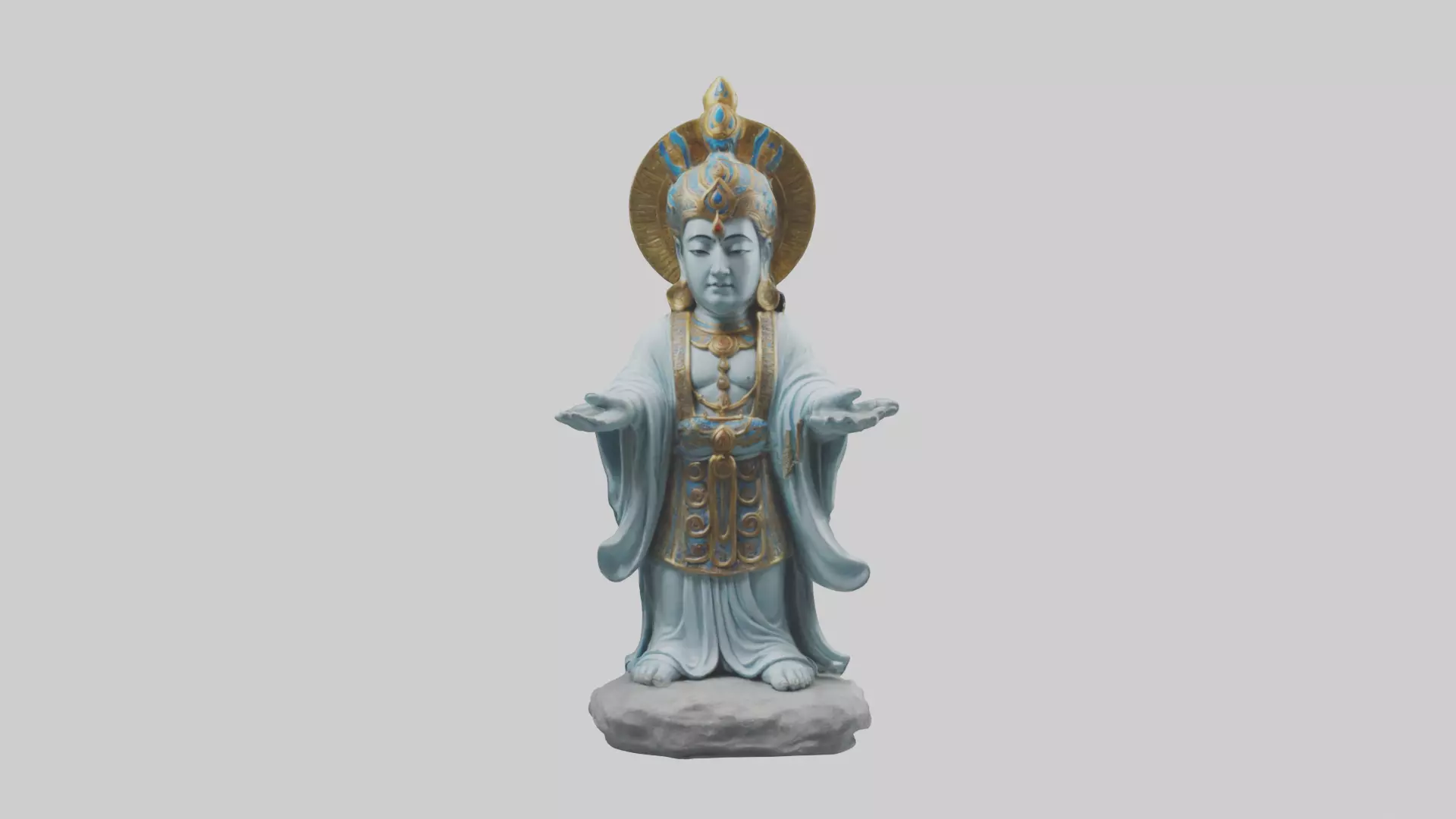 Benevolent deity statue model Low-poly 3D model_0