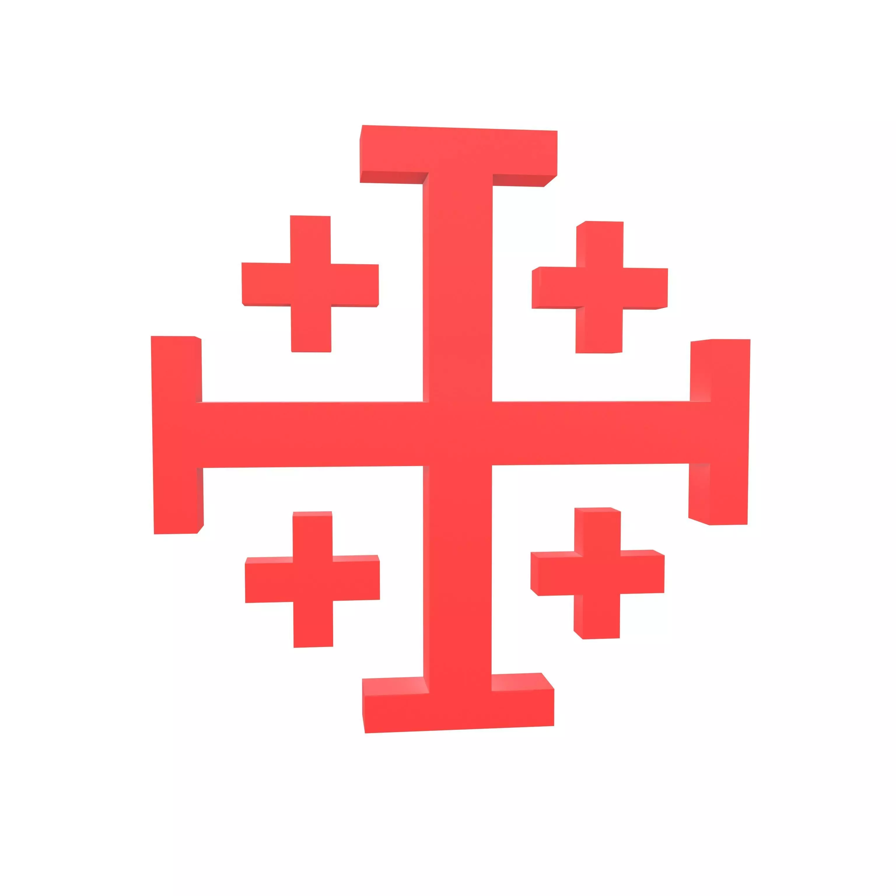 Jerusalem Cross Symbol V1 002 Low-poly 3D model_0
