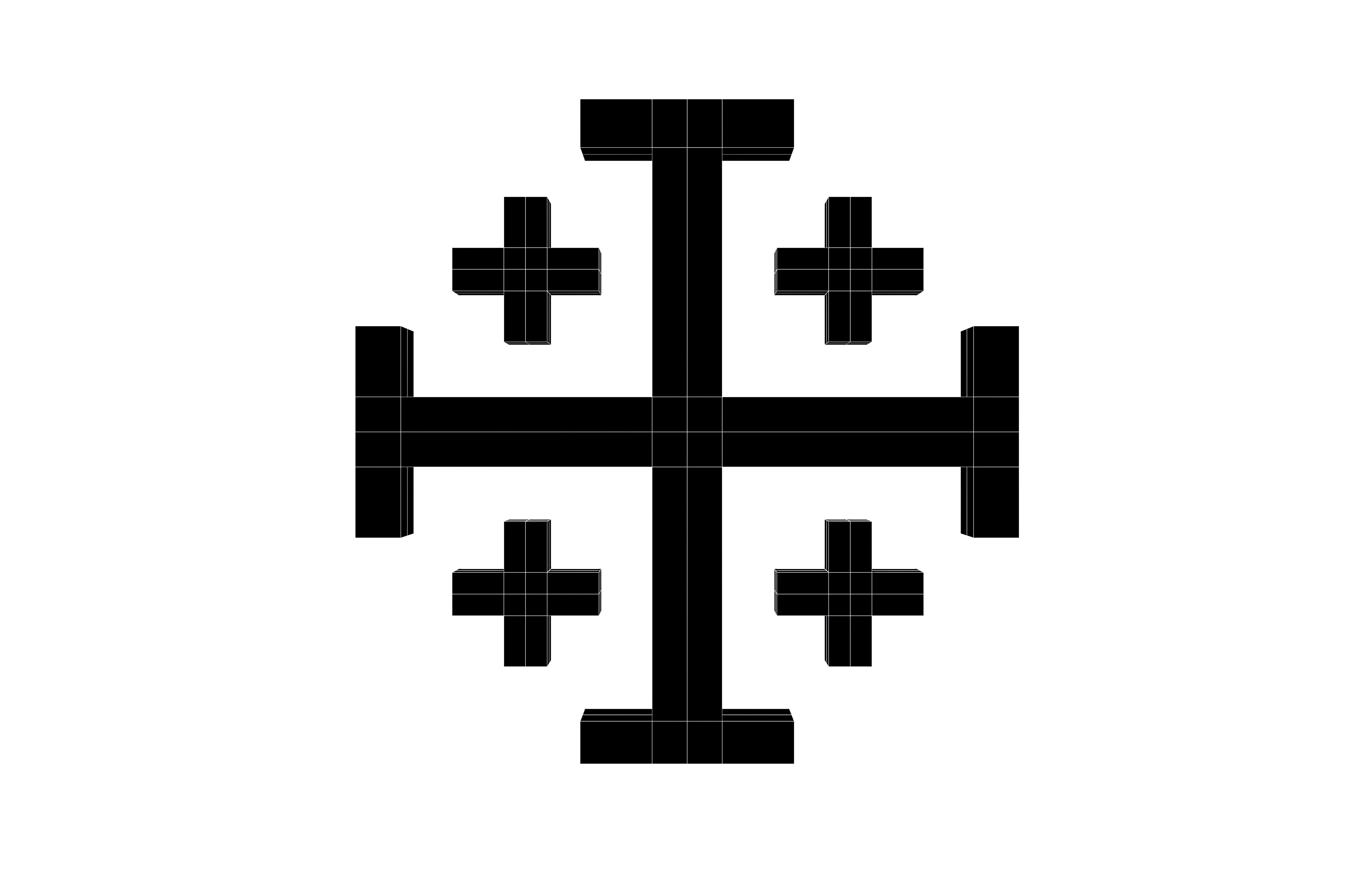 Jerusalem Cross Symbol V1 002 Low-poly 3D model_6