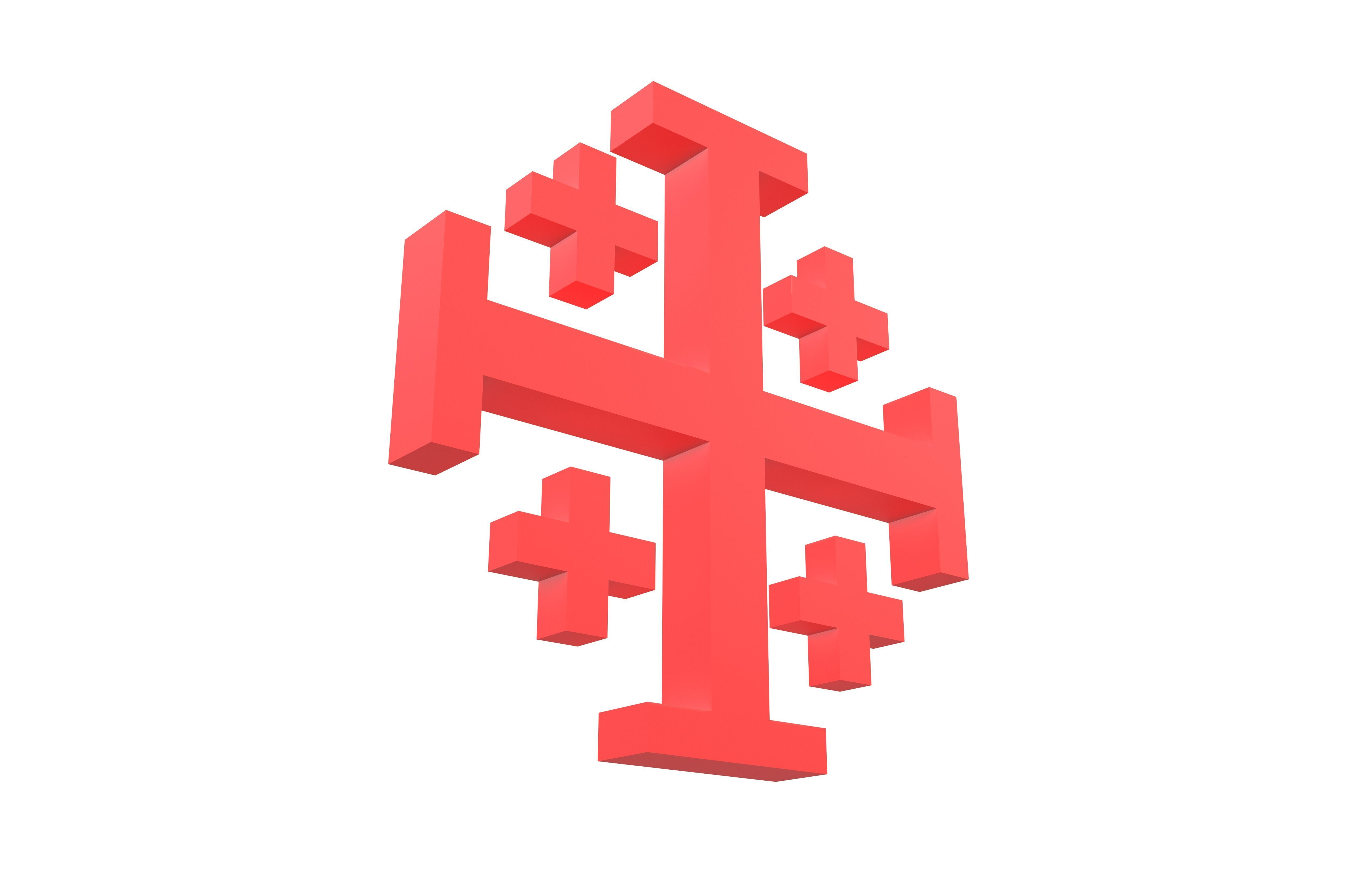 Jerusalem Cross Symbol V1 002 Low-poly 3D model_1