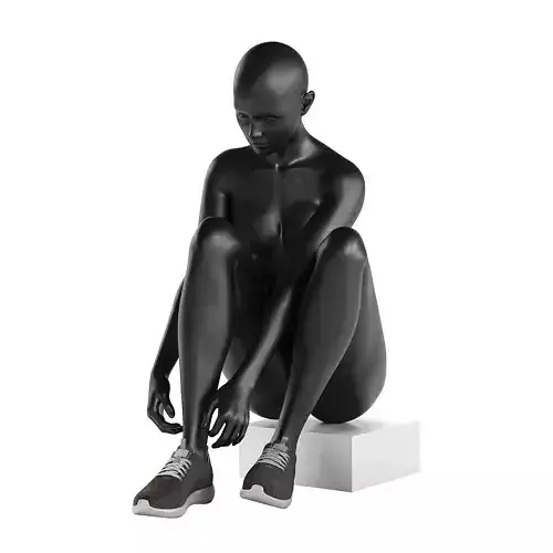 Seated Mannequin Tying Sneaker 3D model