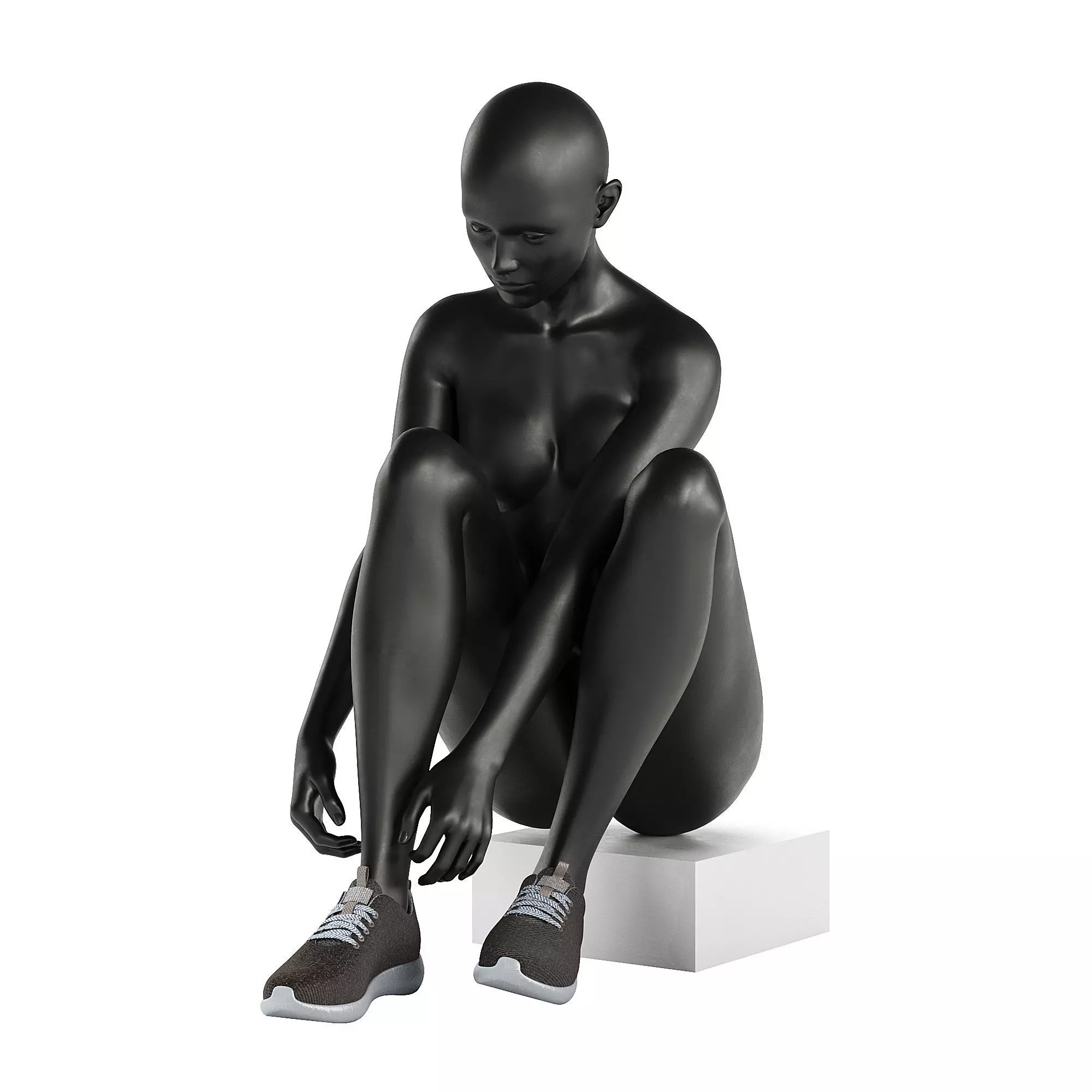 Seated Mannequin Tying Sneaker 3D model