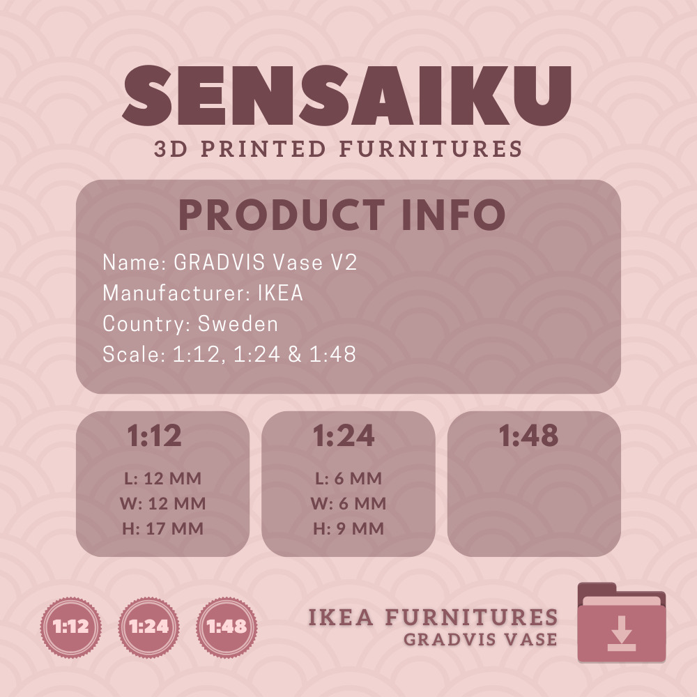 GRADVIS Vase V1 for Miniature Dollhouse IKEA 3D Print 3D print model_3