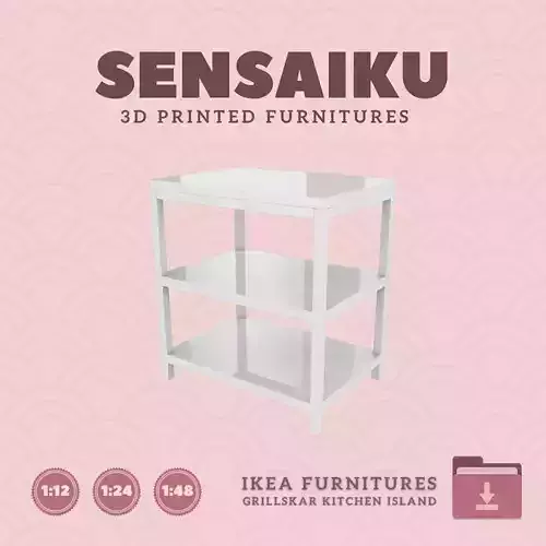 GRILLSKAR Kitchen Island Shelf Unit for Dollhouse IKEA 3D Print