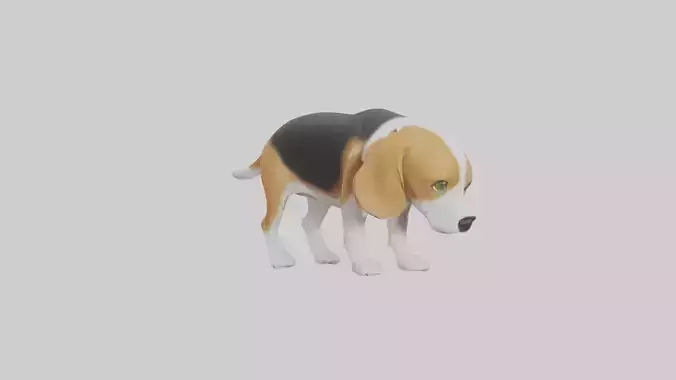 Beagle dog sniffing ground model