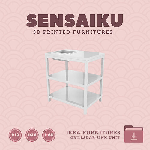 GRILLSKAR Sink Unit for Miniature Dollhouse IKEA 3D Print 3D print model