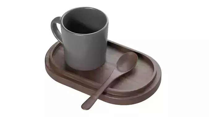 Coffee Mug With Tray 3D model
