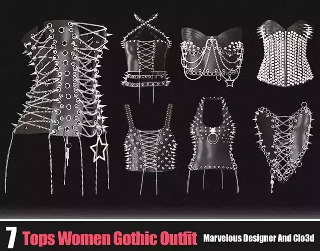 7 Tops Women Gothic Outfits In Clo3D