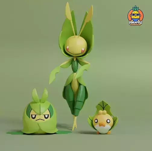 Pokemon - Sewaddle Swadloon and Leavanny 3D print model