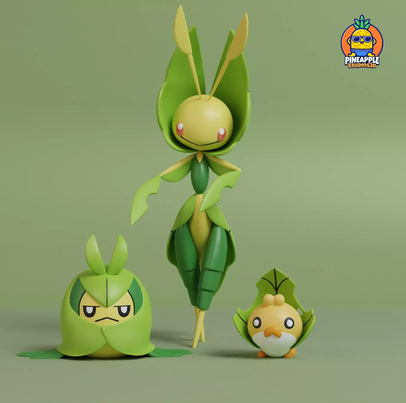 Pokemon - Sewaddle Swadloon and Leavanny 3D print model