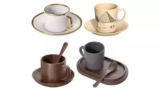 Ceramic and Wood Coffee Mugs Collection 