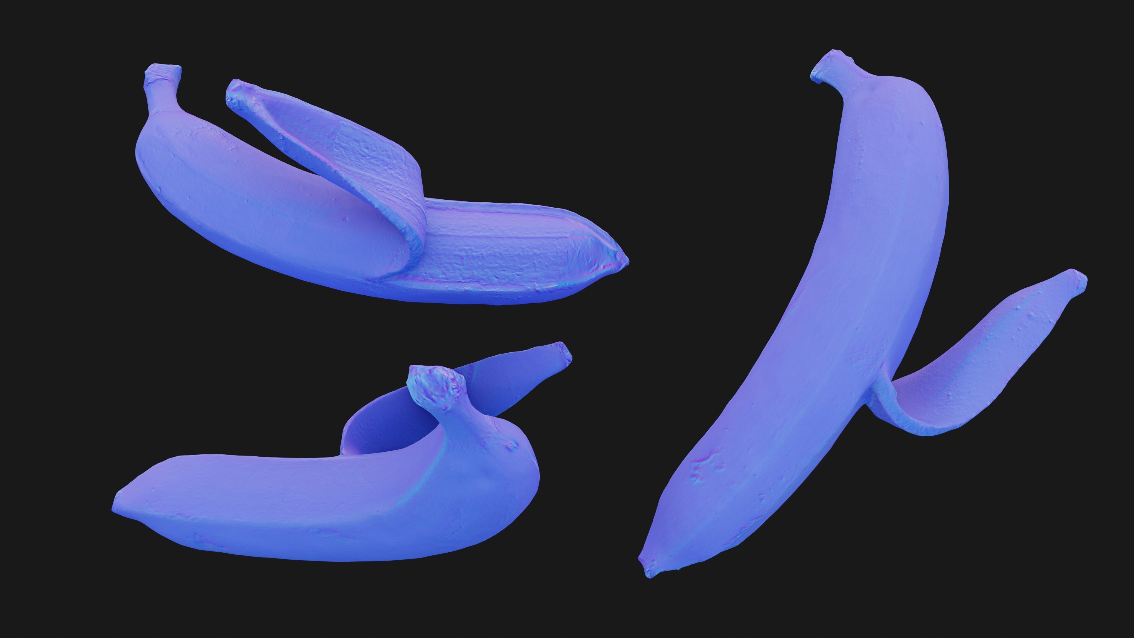 Scanned banana peel Low-poly 3D model_16