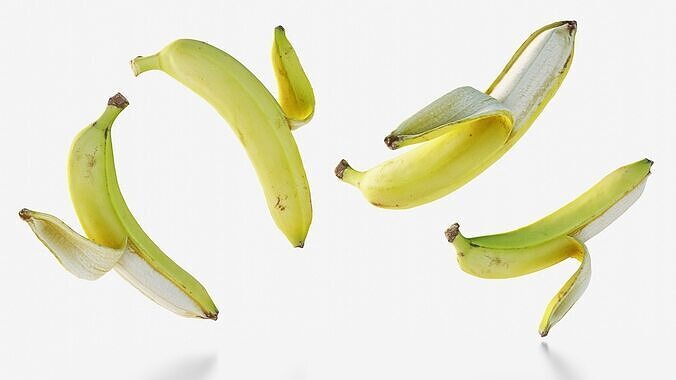 Scanned banana peel Low-poly 3D model 3