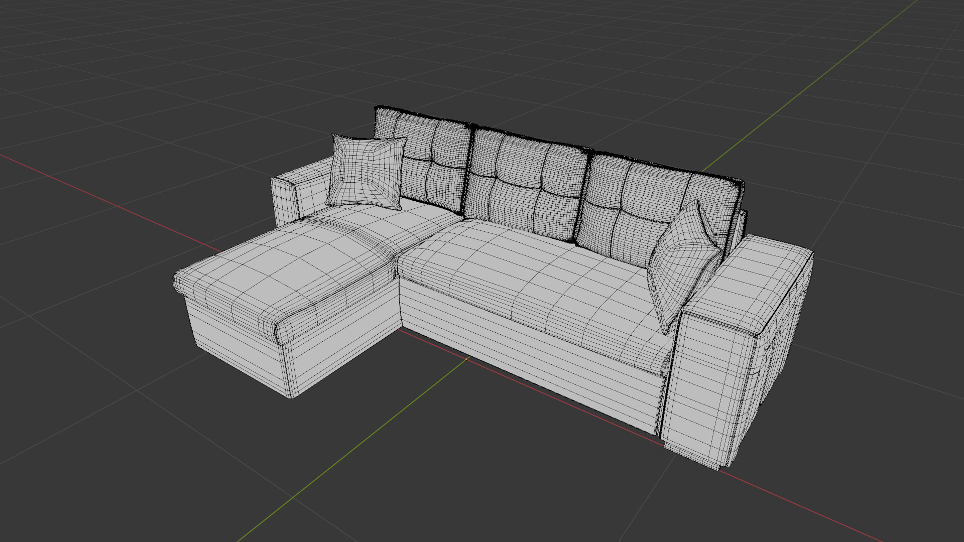 L Shape Sofa Set Dark Grey couch 3D model_11