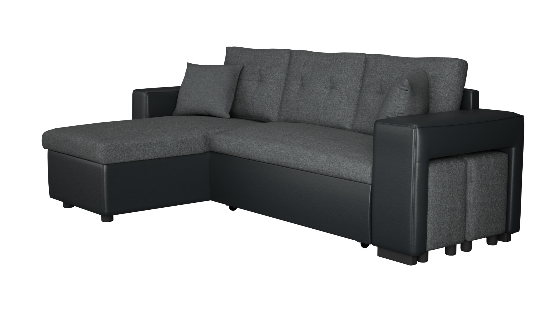 L Shape Sofa Set Dark Grey couch 3D model_9