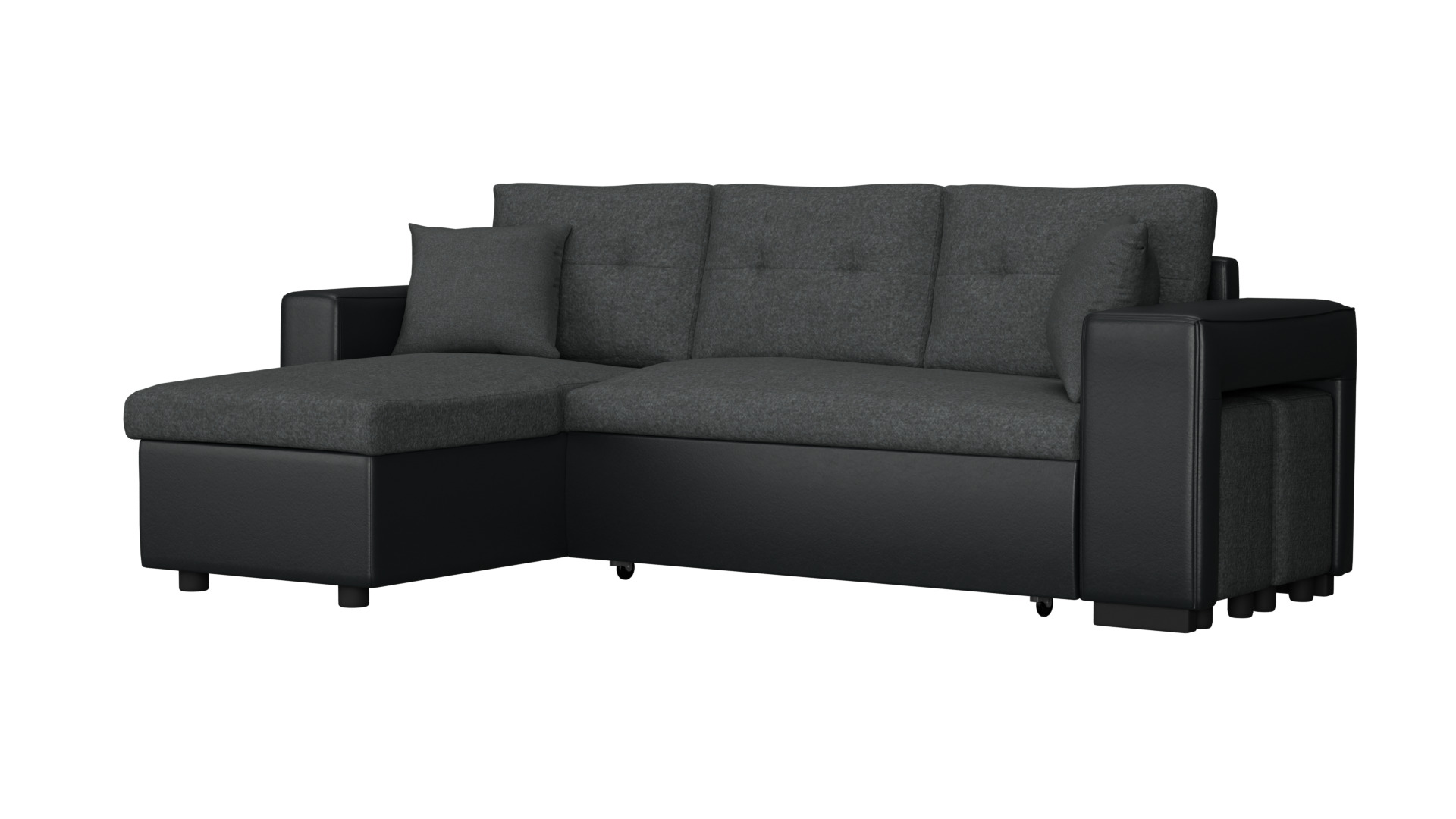 L Shape Sofa Set Dark Grey couch 3D model_4
