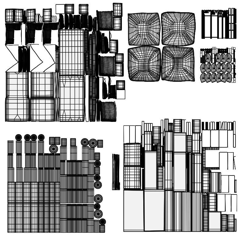 L Shape Sofa Set Dark Grey couch 3D model_14