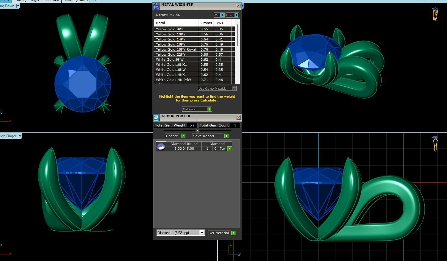 Diamonds Pendant Set 3D print model_8