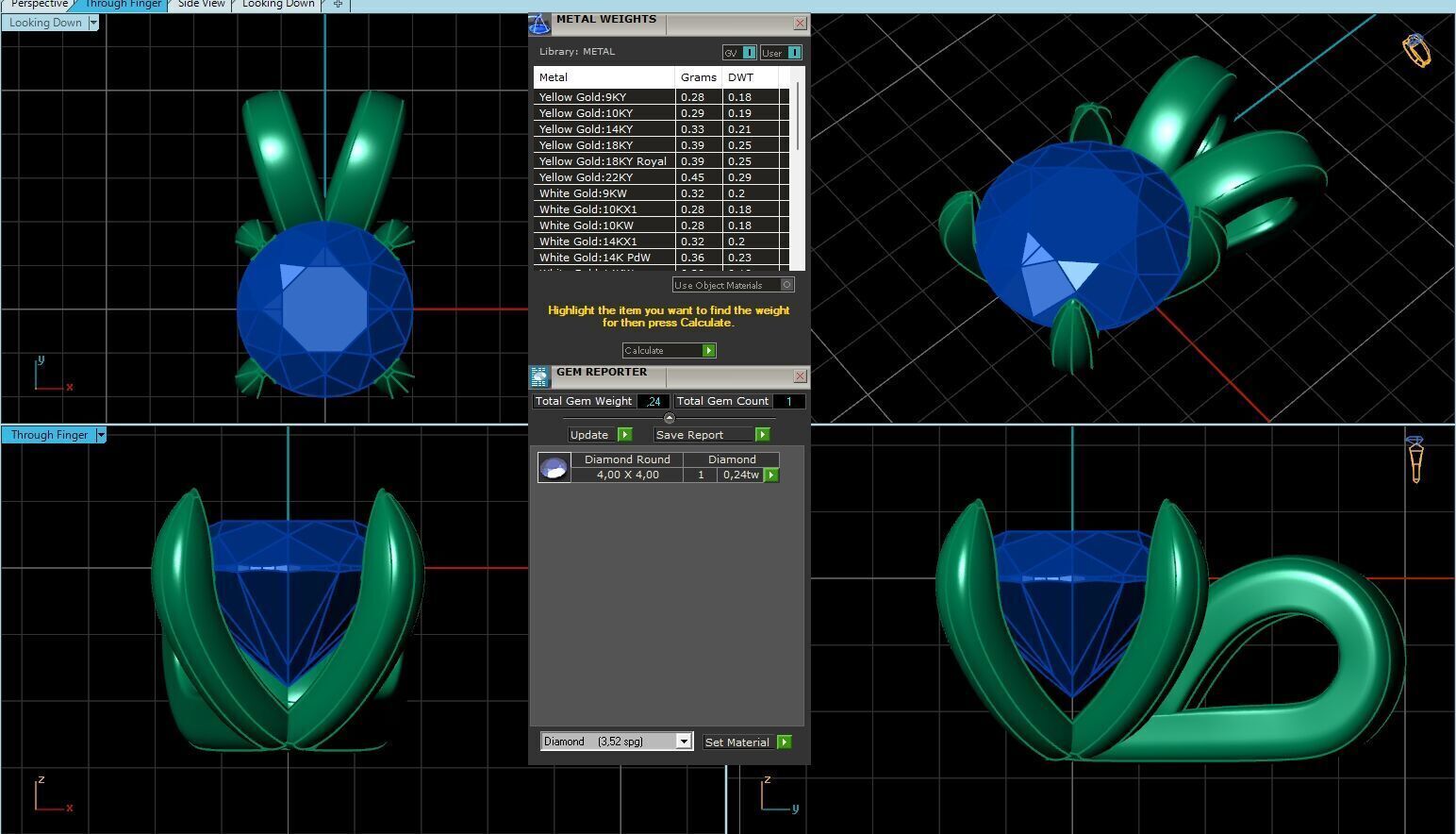 Diamonds Pendant Set 3D print model_4