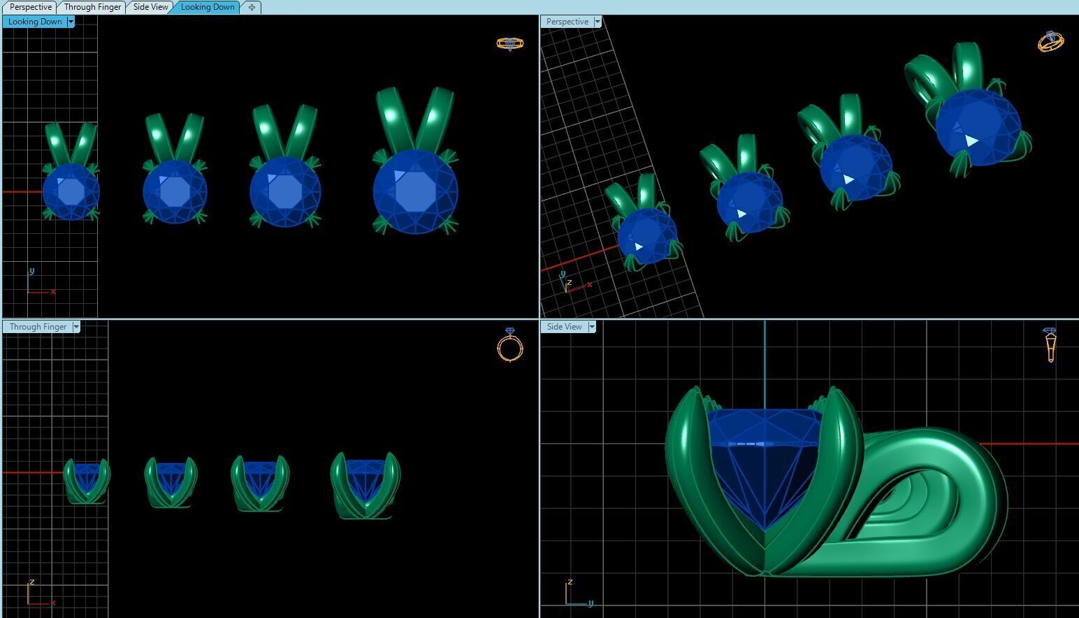 Diamonds Pendant Set 3D print model_10