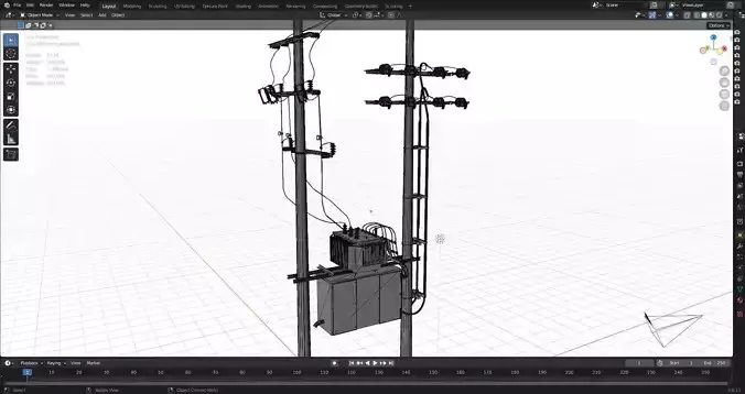 Utility Pole with Transformer Low-poly 3D model