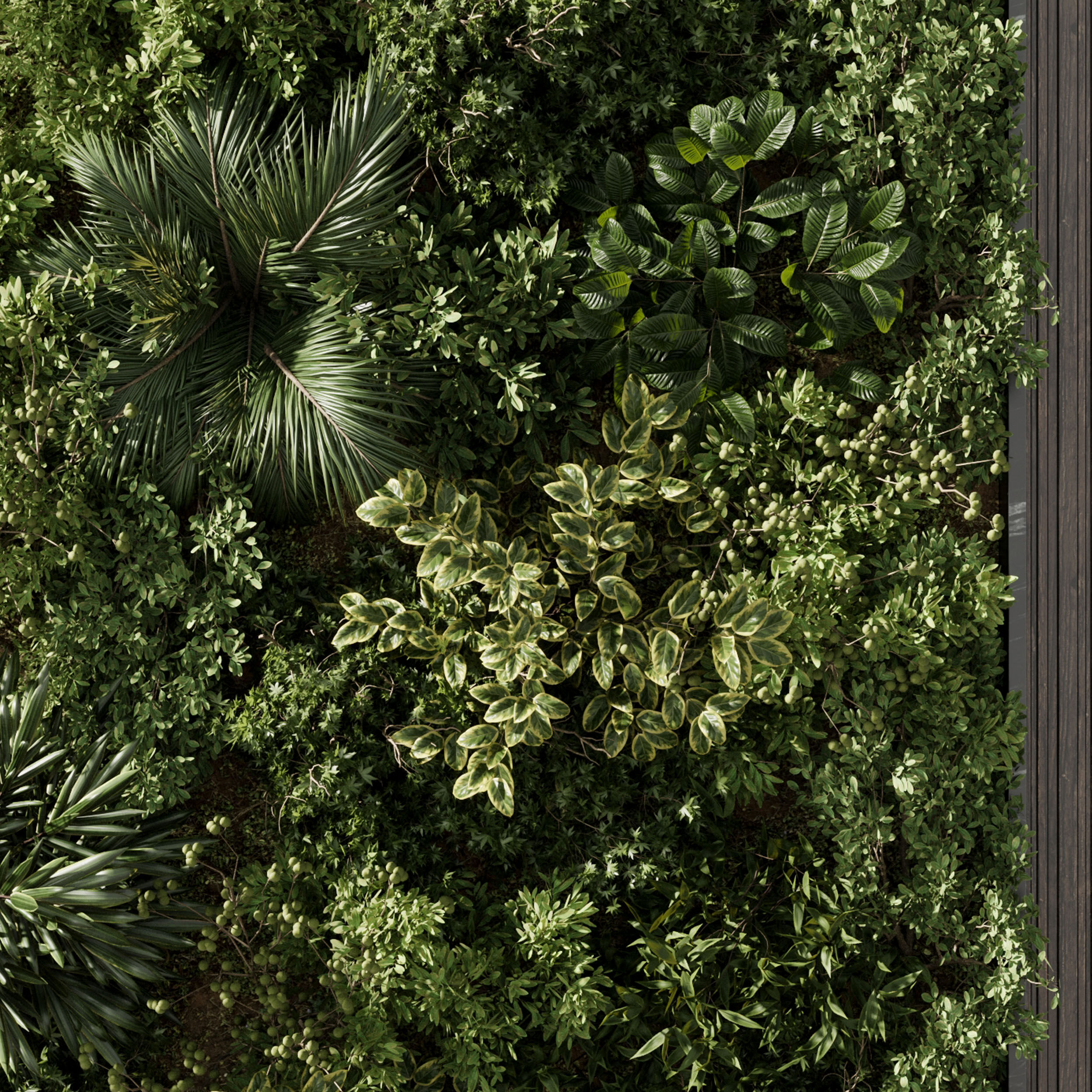 Plants set partition - Vertical Wall Garden With marble f 104 3D model_3